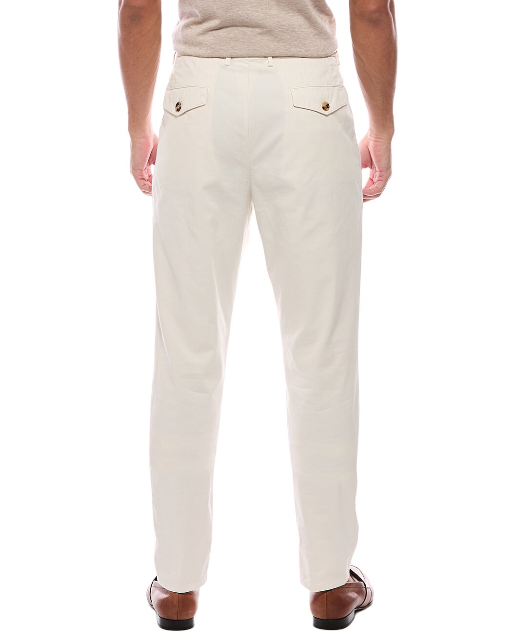 BRUNELLO CUCINELLI MEN'S OFF WHITE PLEATED FRONT TROUSERS