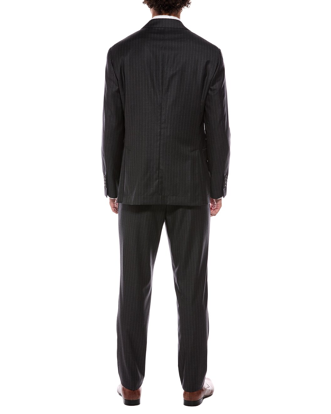 BRUNELLO CUCINELLI MEN'S MEDIUM GREY PINSTRIPE WOOL SUIT
