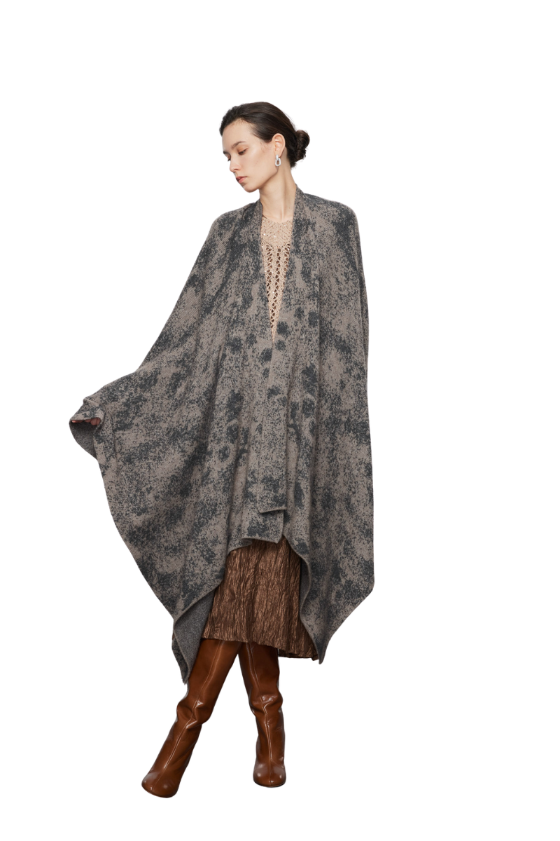 Max Simple Avant-Garde Cashmere Cape Mocca MSDK256472M