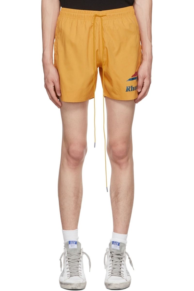 Rhude Yellow Drawstring Swim Shorts