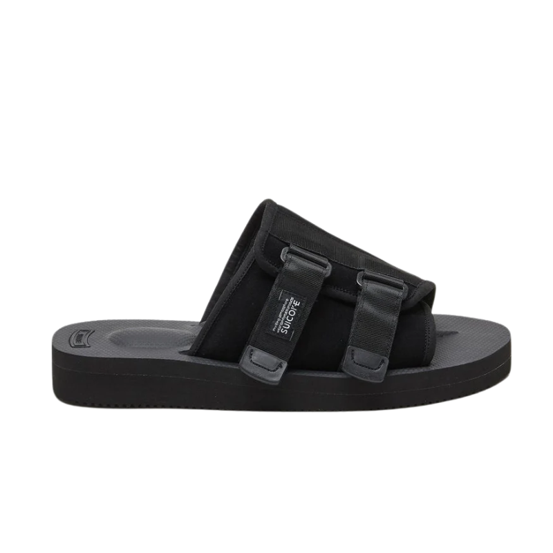 Mens Suicoke KAW-VS Suede Slide Sandal Black - Main Image