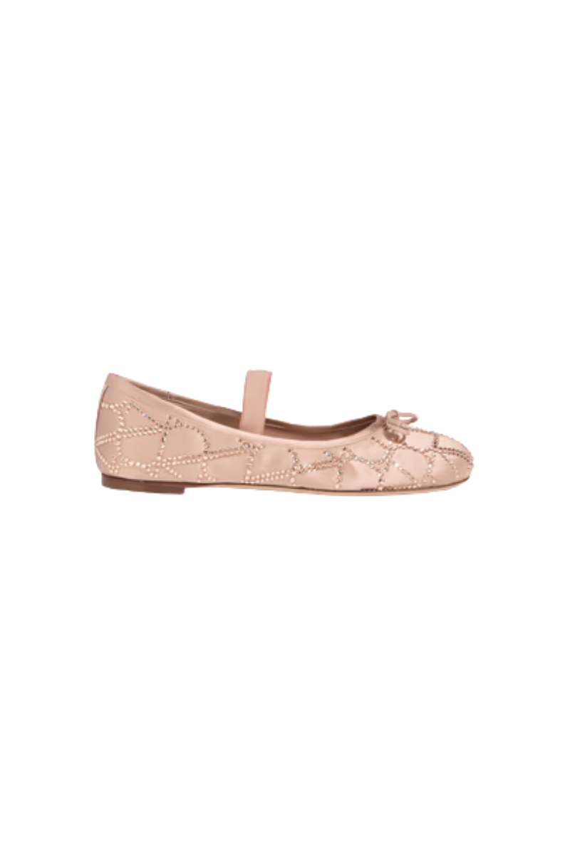 Valentino Garavani Toile Iconographe Embellished Ballerina In Nude