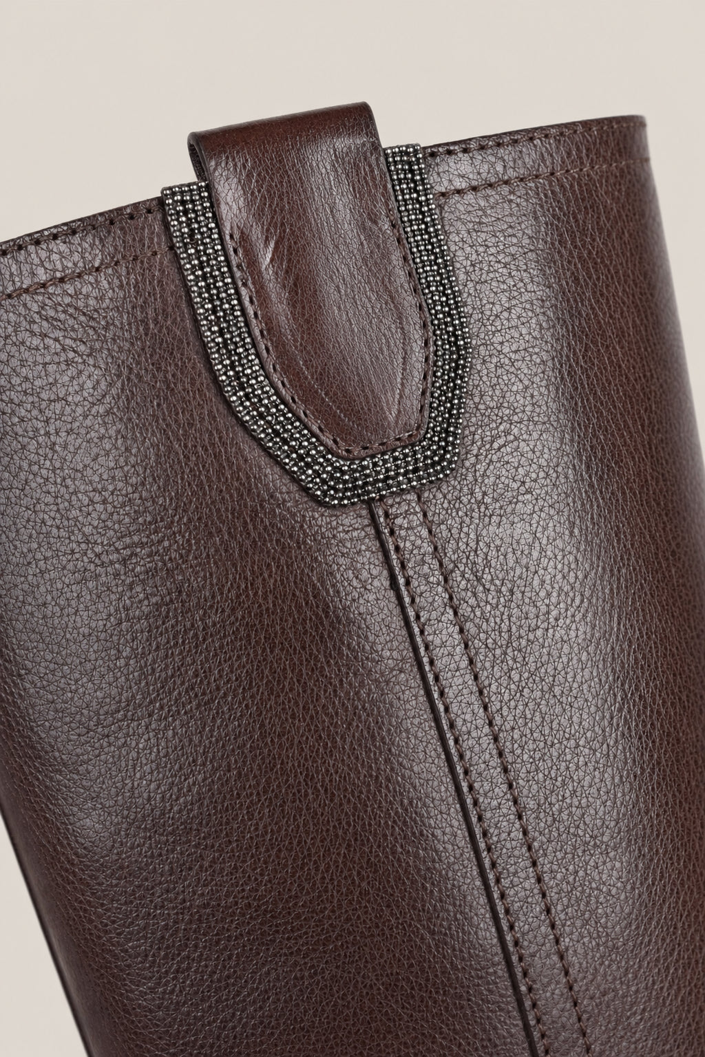 BRUNELLO CUCINELLI WOMEN'S TESTA MORO LEATHER KNEE HIGH BOOTS