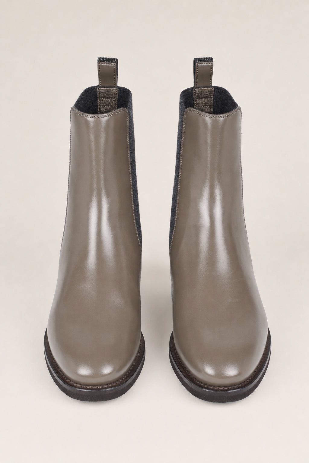 BRUNELLO CUCINELLI WOMEN'S MUD LEATHER ANKLE BOOTS