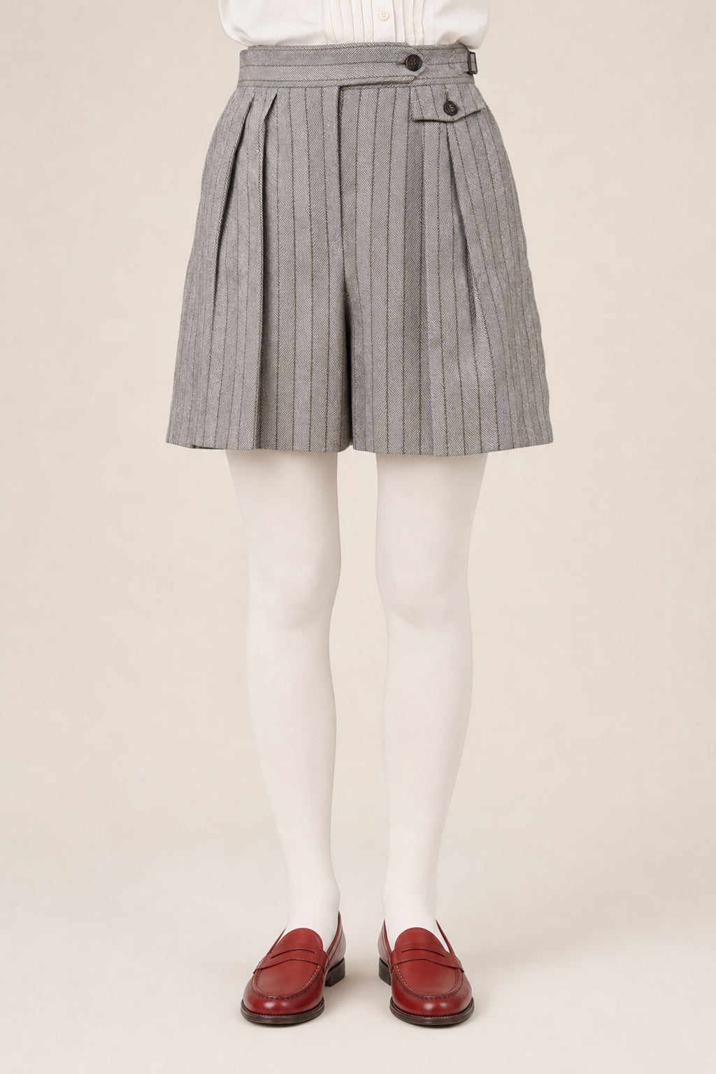 BRUNELLO CUCINELLI WOMEN'S MARRONE PANAMA PLEATED SHORTS