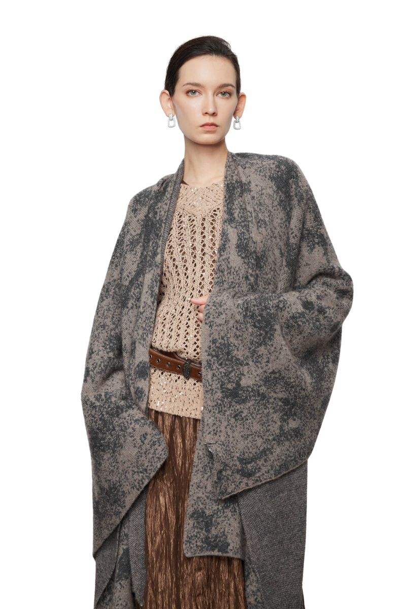 Max Simple Avant-Garde Cashmere Cape Mocca MSDK256472M