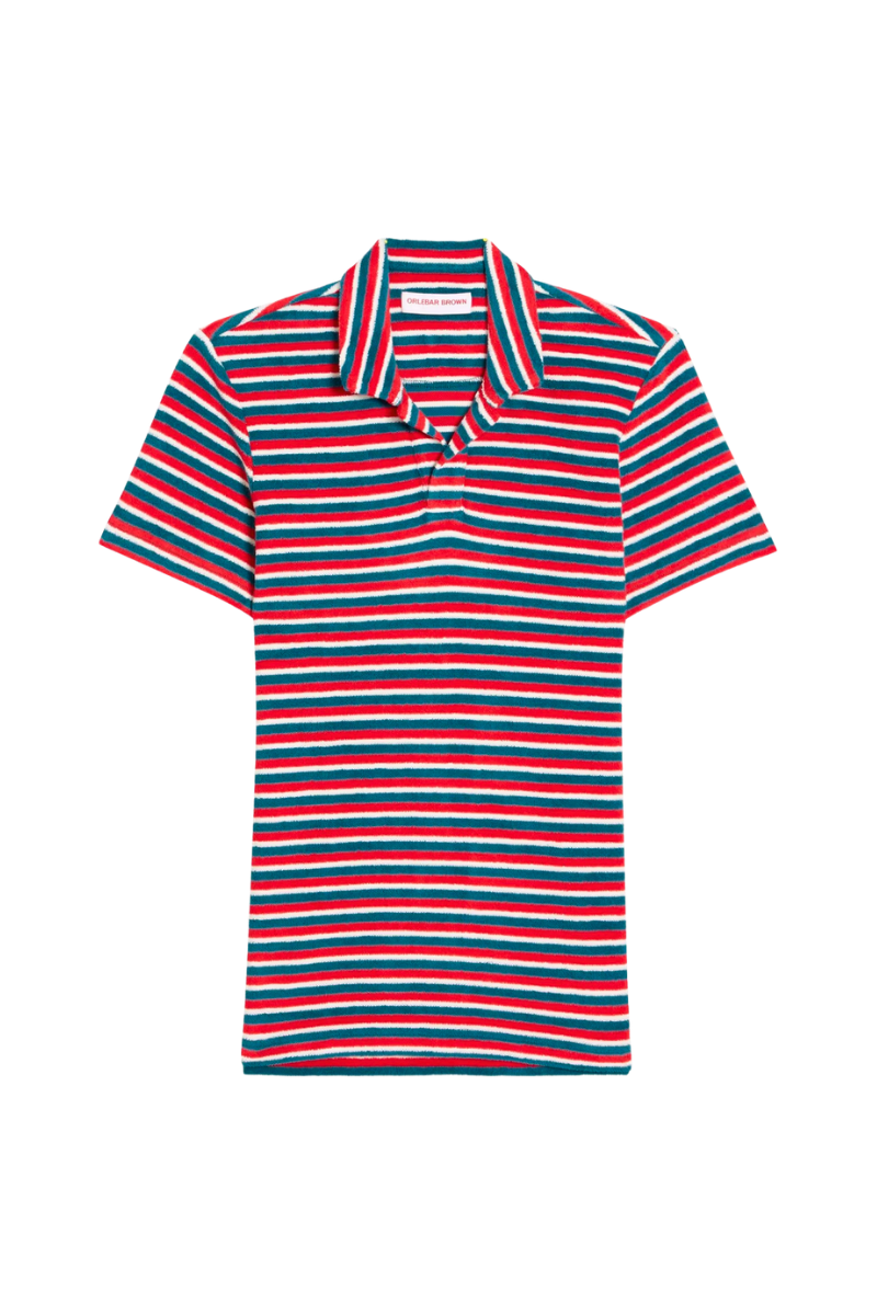 Orlebar Brown Terry Ob Stripe Towelling-276081-Summer Red/Marina Aqua