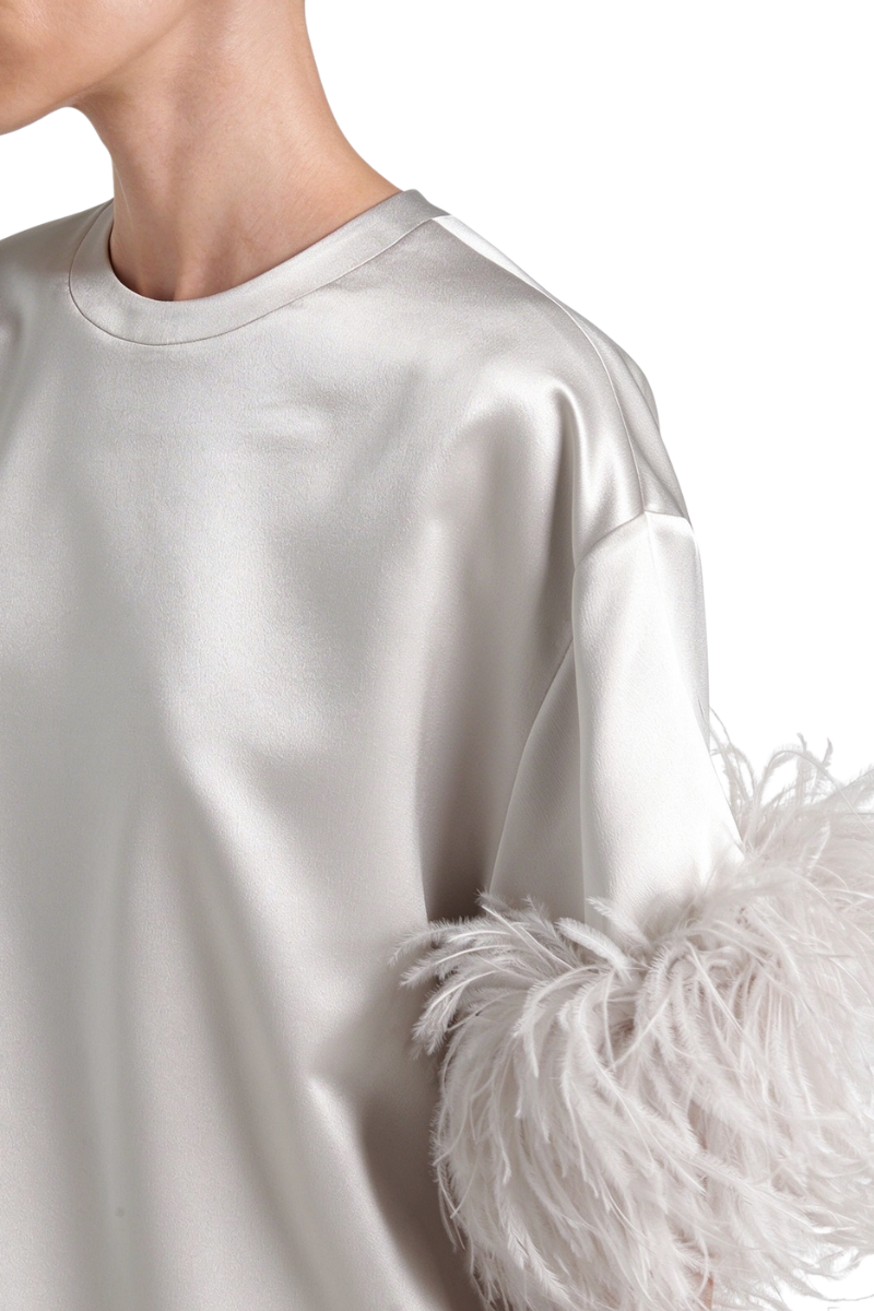 Valentino Feather Silk Shirt Smoky 5B3AE9K58C7_ZEV