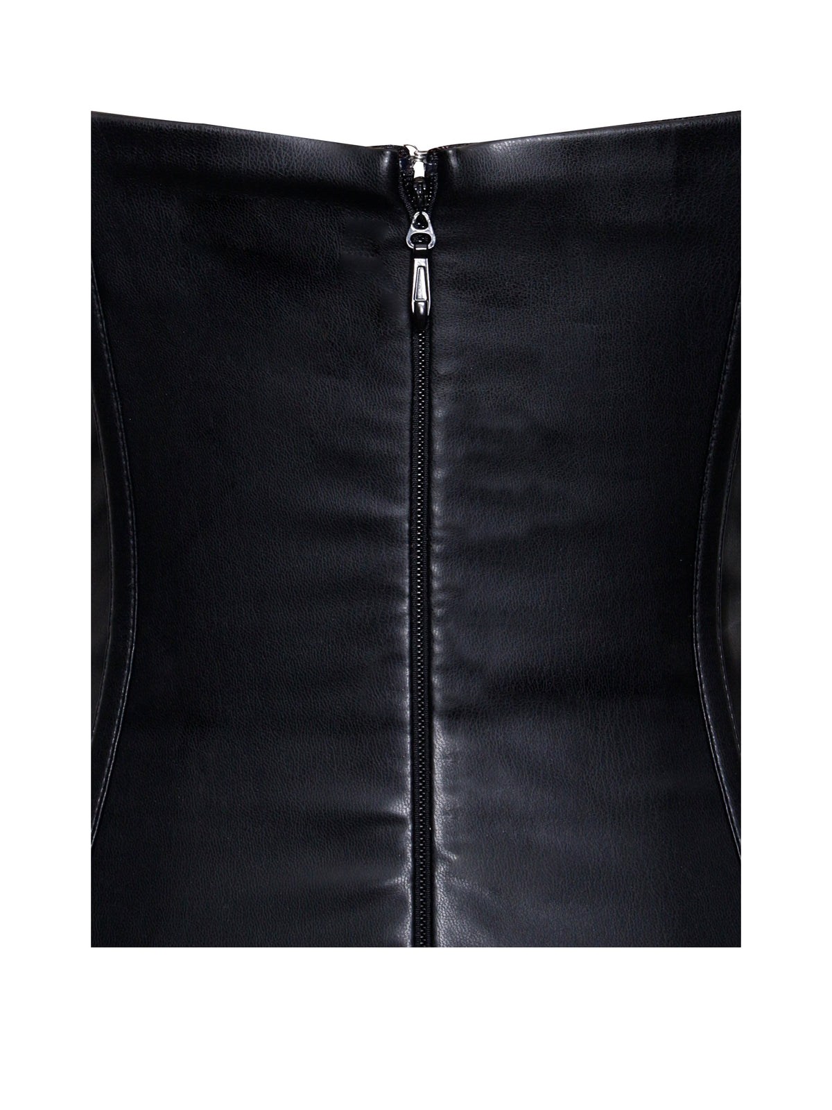 Maayan Black Vegan Leather Corset High Slit Drop Waist Maxi Dress (Archive Sale)