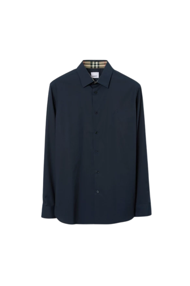 Burberry Men's  Slim Fit Stretch Cotton Shirt Navy