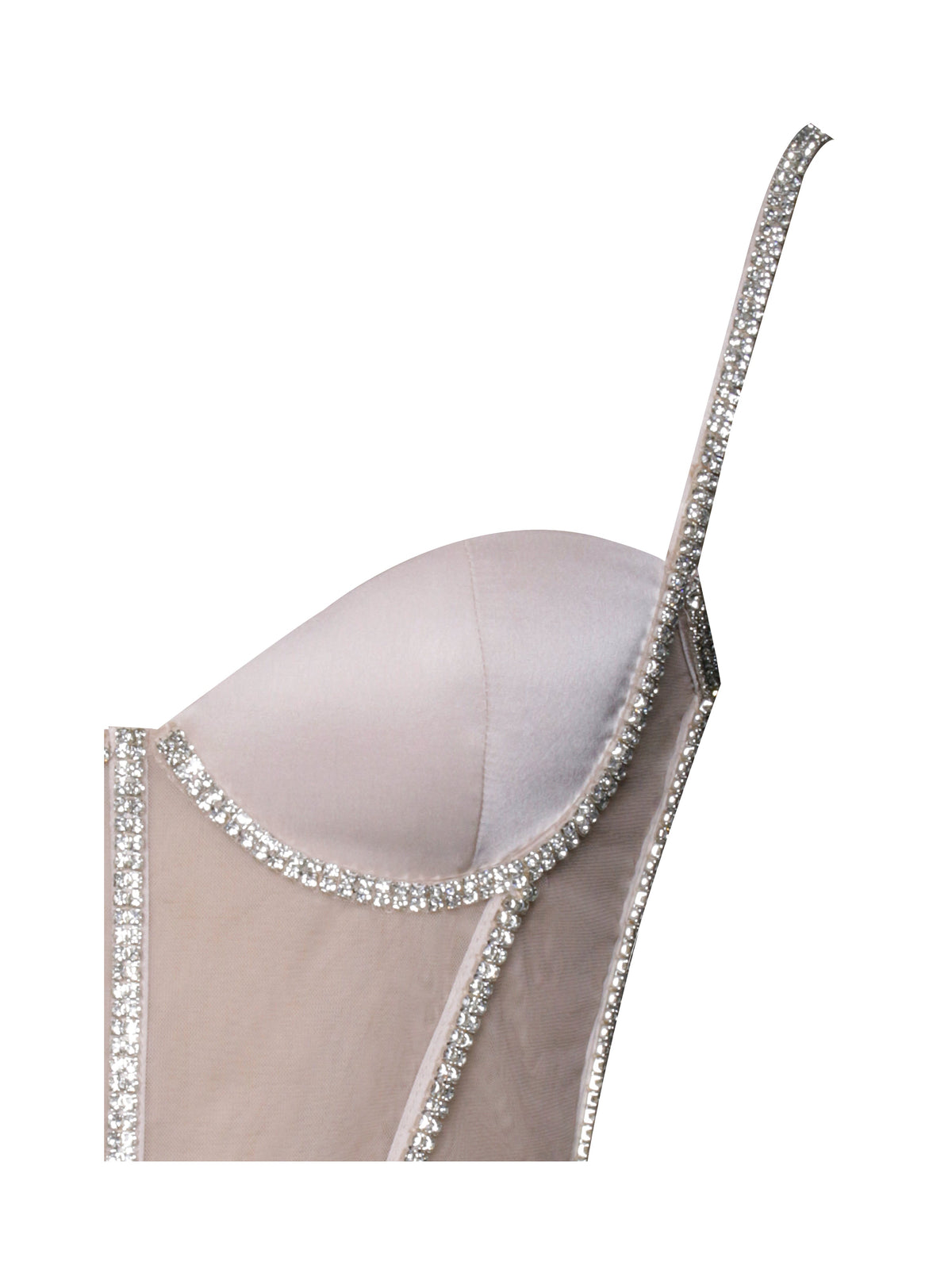 Cadence Champagne Satin Crystal Embellished Corset Dress(Archive Sale)