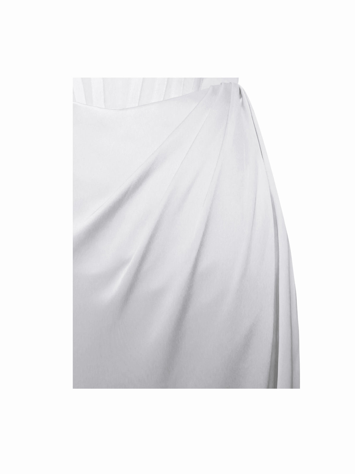 Rebeca White Satin High Slit Corset Gown (Archive Sale)