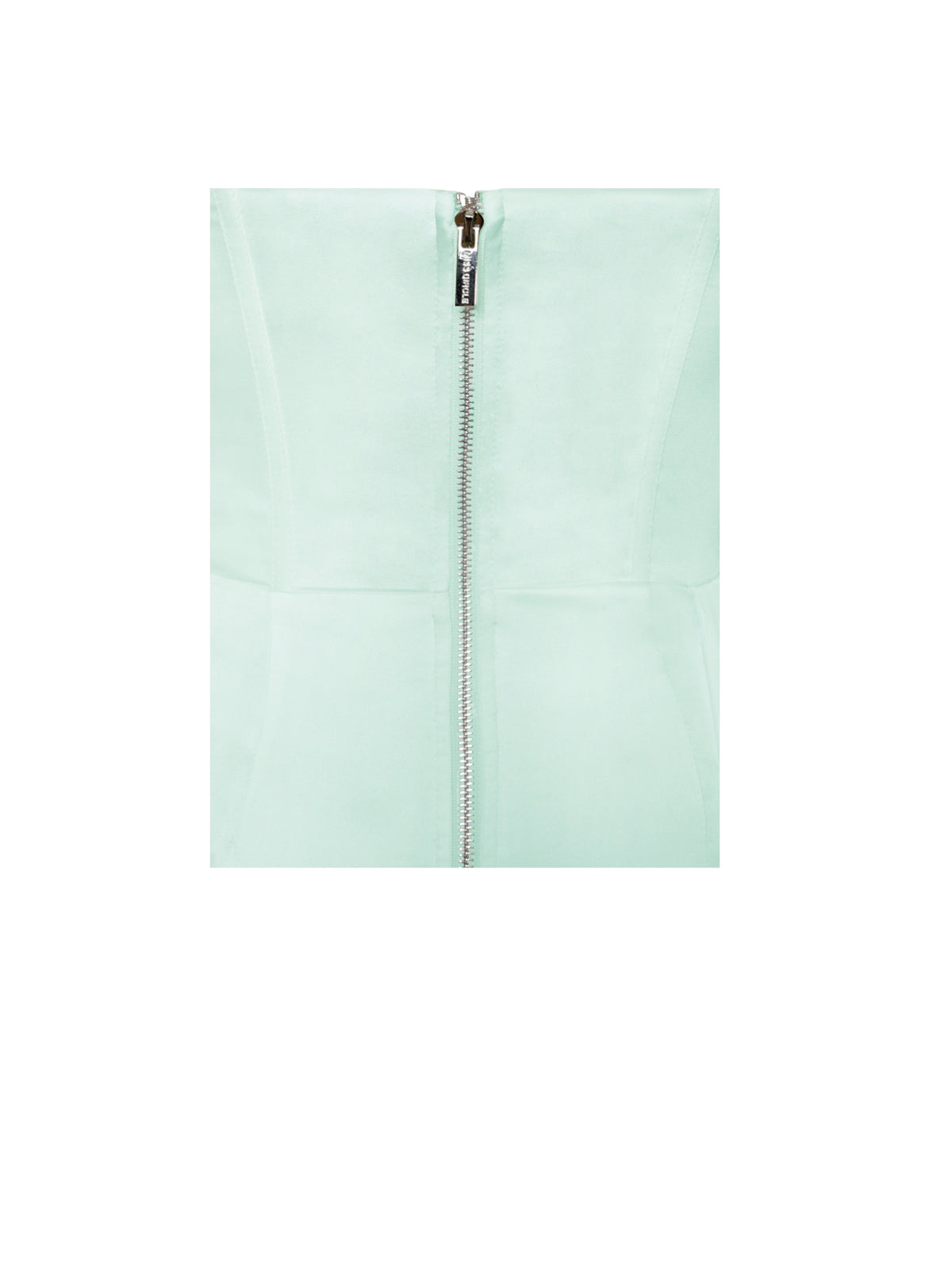Vanity Mint Satin High Slit Draping Corset Gown With Crystals (Archive Sale)