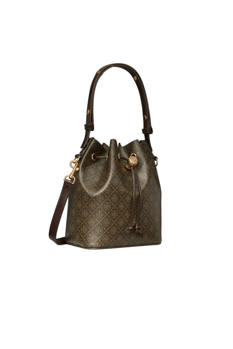 Tory Burch T Monogram Coated Canvas Bucket Bag in French Press