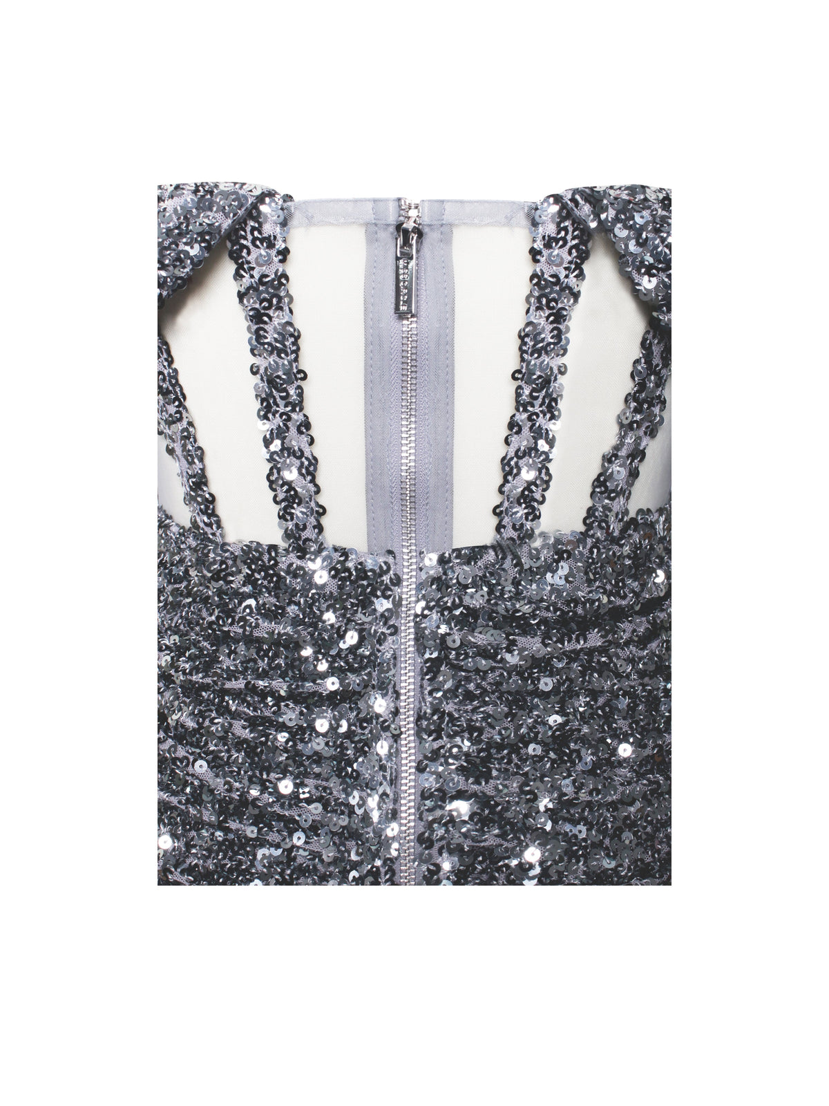 Weston Silver Sequin Off Shoulder Corset Dress (Archive Sale)