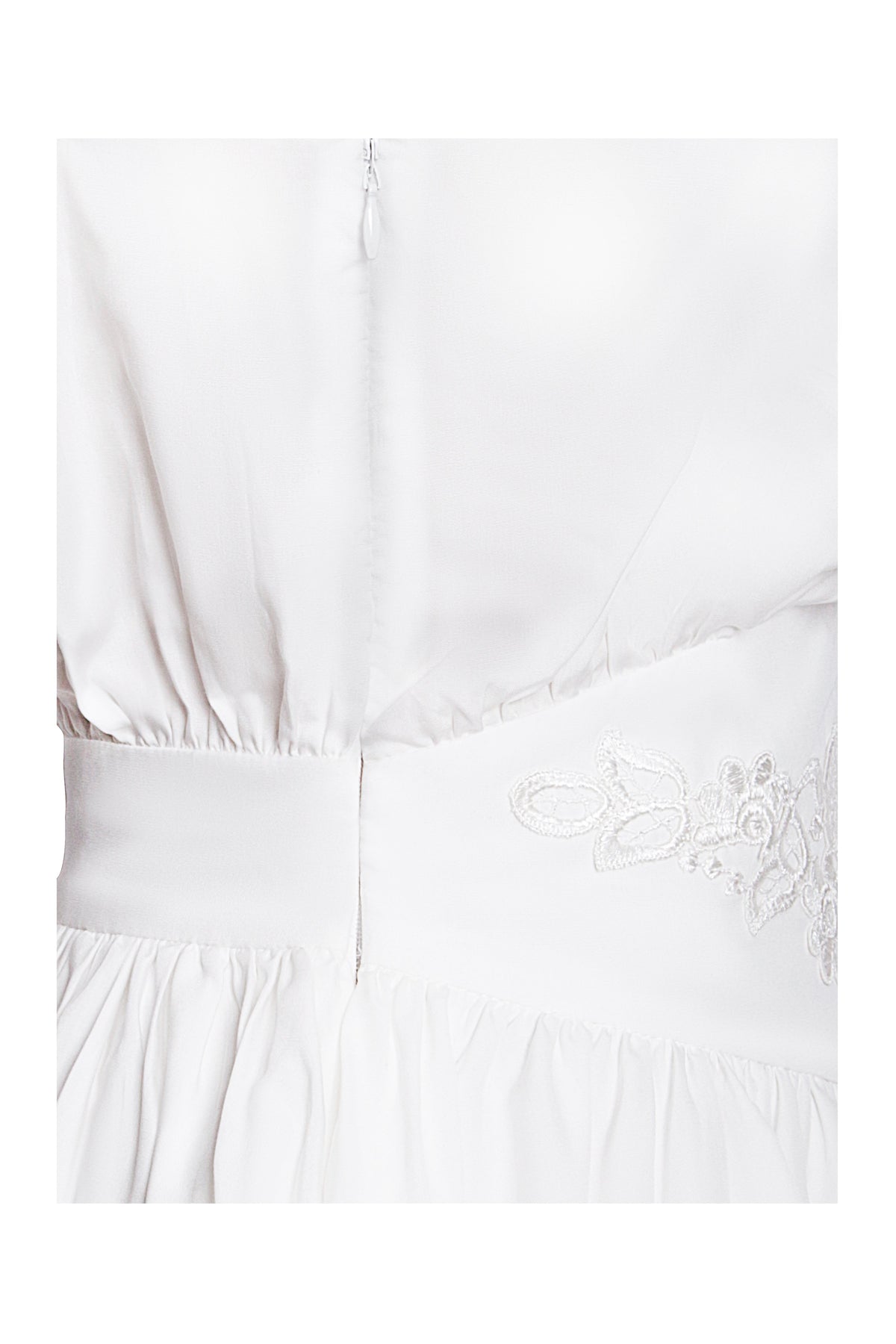 Jamila White Lyocell Embroidered Shirt Mini Dress