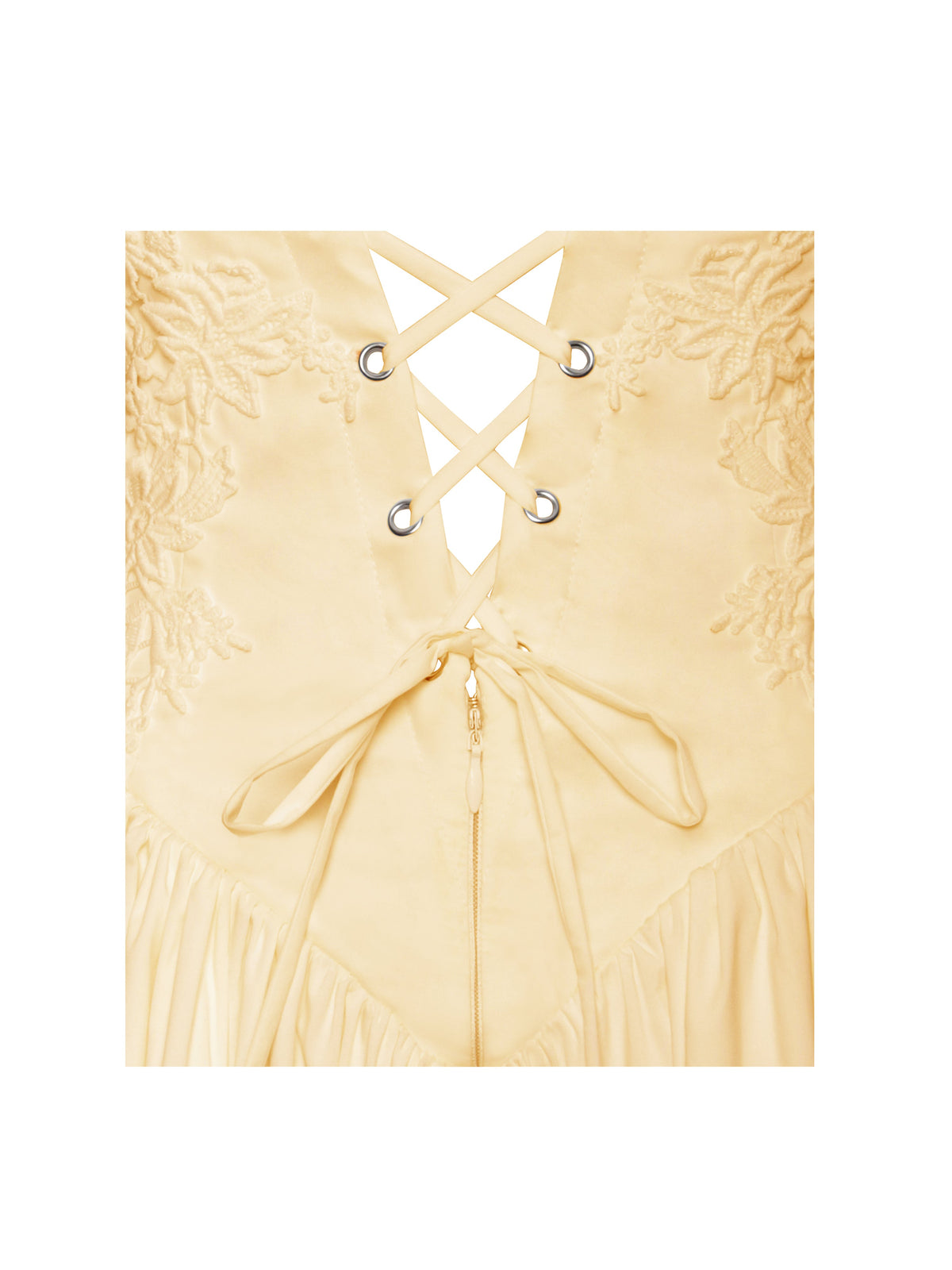 Kadi Yellow Cotton Poplin Drop Waist Corset Mini Dress