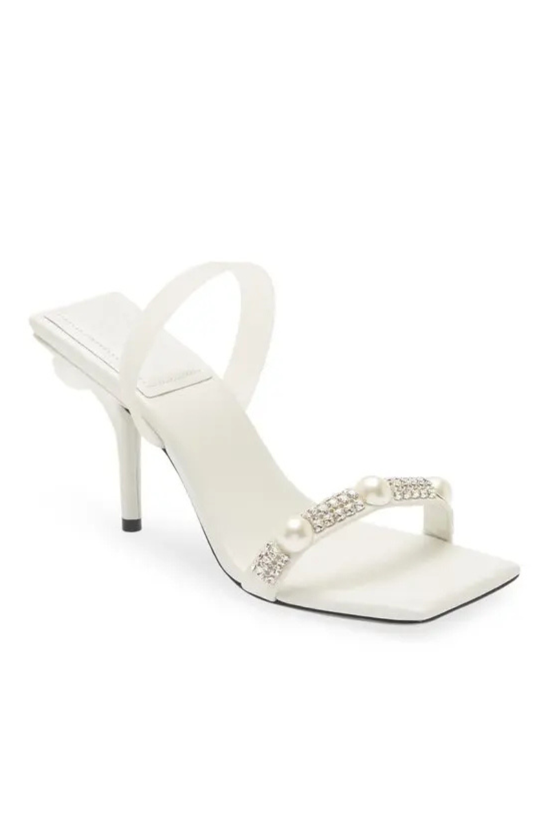 Givenchy 4-g imitation pearl & crystal slingback sandal - ivory