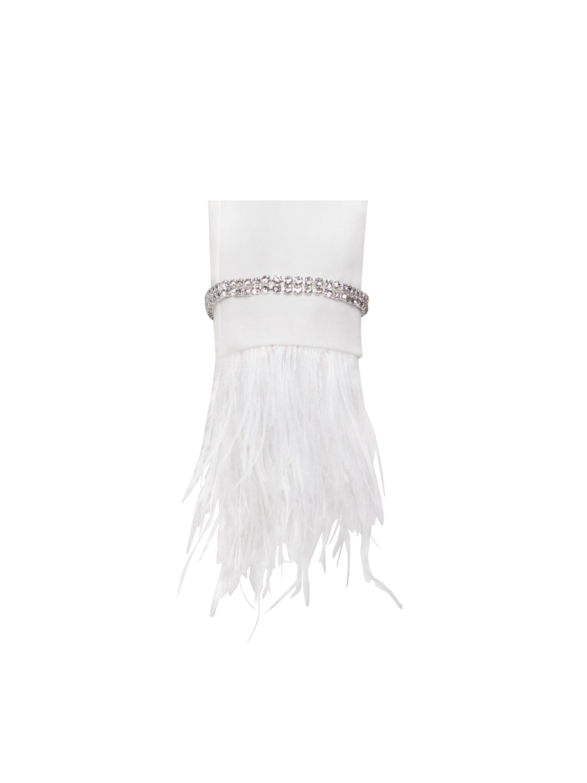 Quilla White Feather Crystal Sleeve Backless Blazer Dress