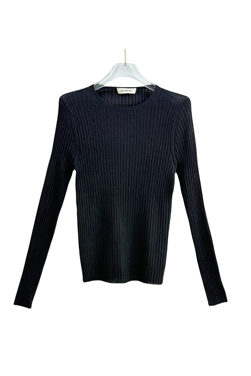 Max Simple Merino Wool Crewneck Sweater Black