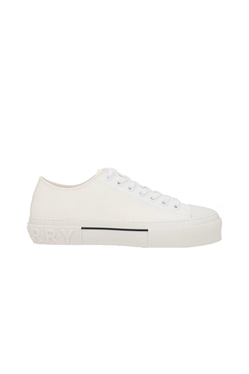 Burberry Men's Logo Detail Cotton Sneakers Neutral White