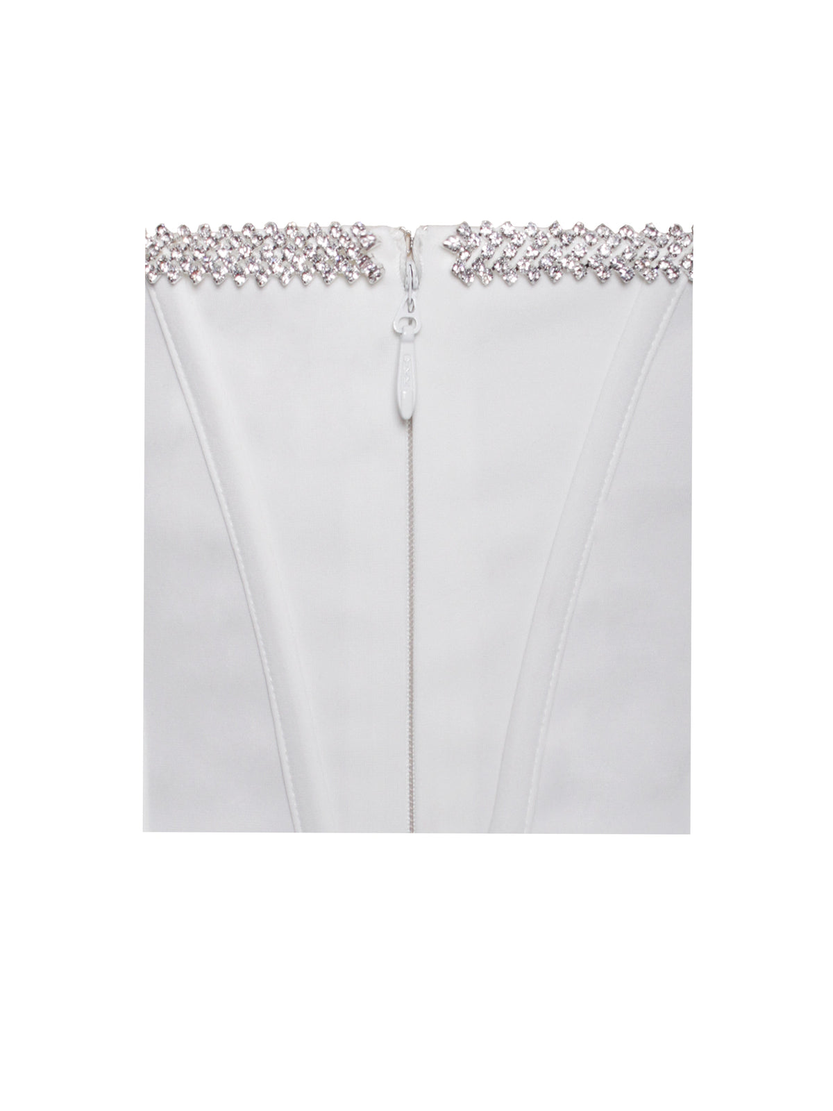 Annika White Off Shoulder Long Sleeve Corset Dress With Crystal Trim (Archive Sale)