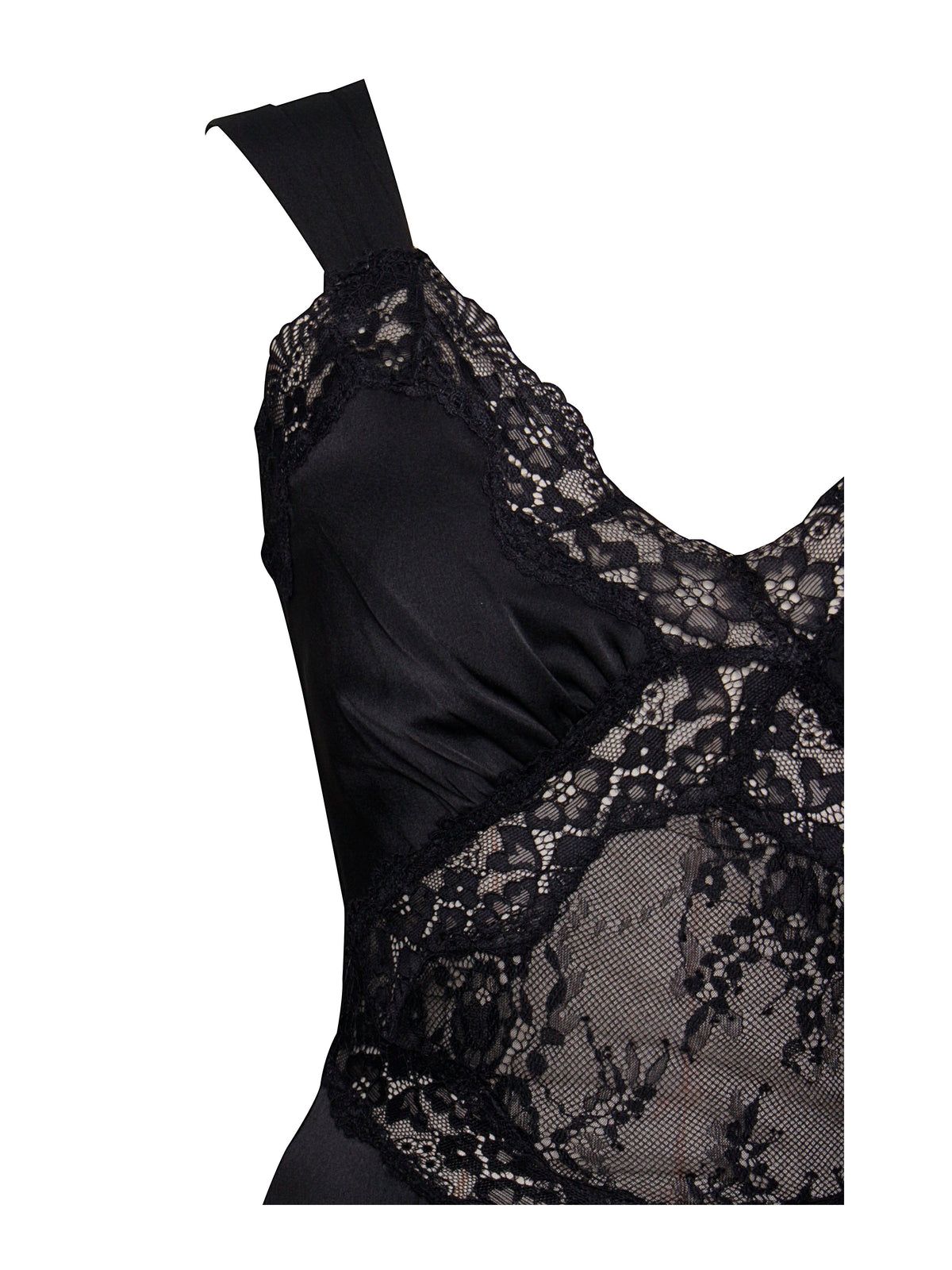 Camila Black Satin and Lace Maxi Dress (Archive Sale)