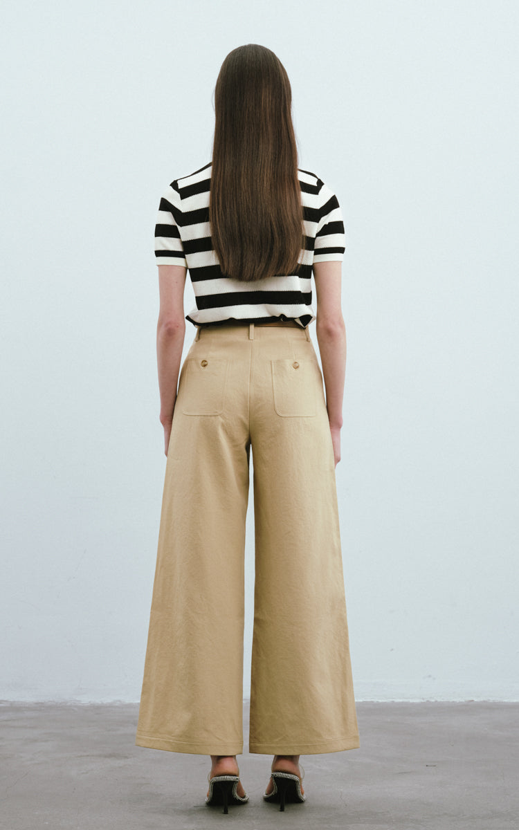 Max Simple Collared Striped Short-Sleeve Black