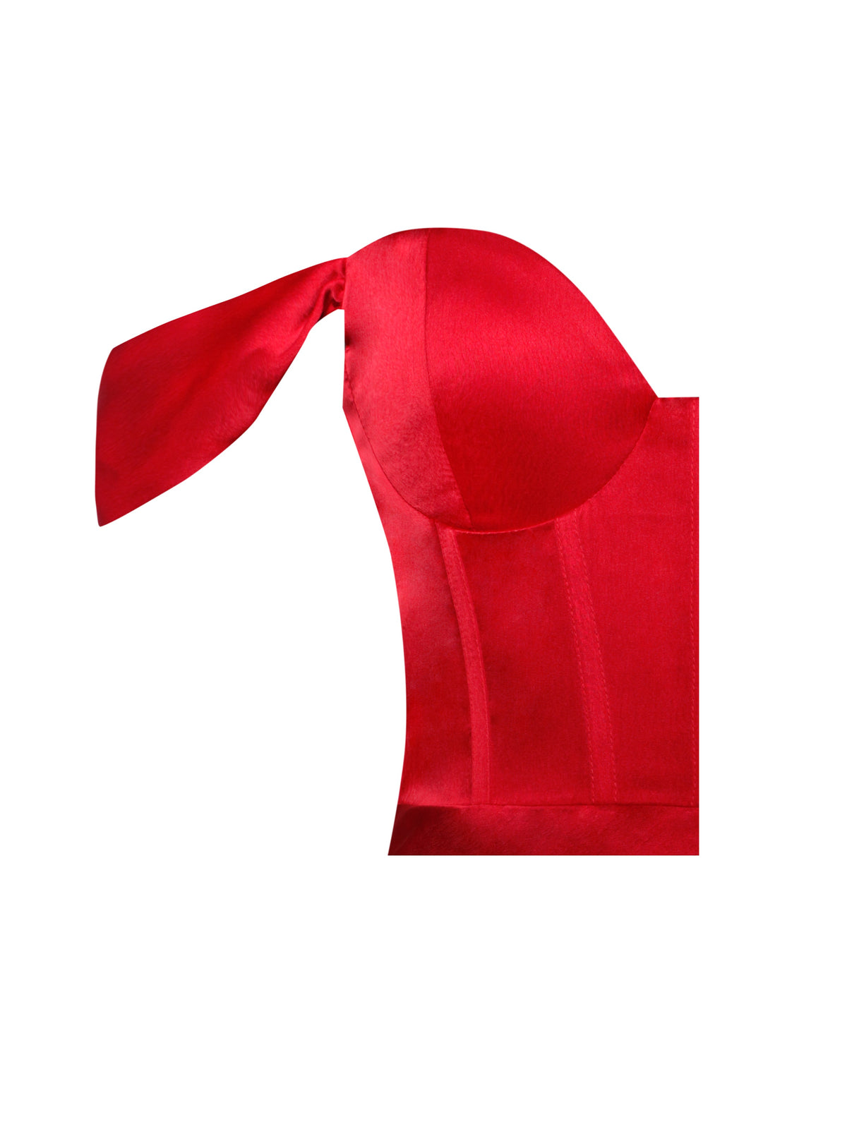 Zayda Red High Slit Corset Satin Gown (Archive Sale)