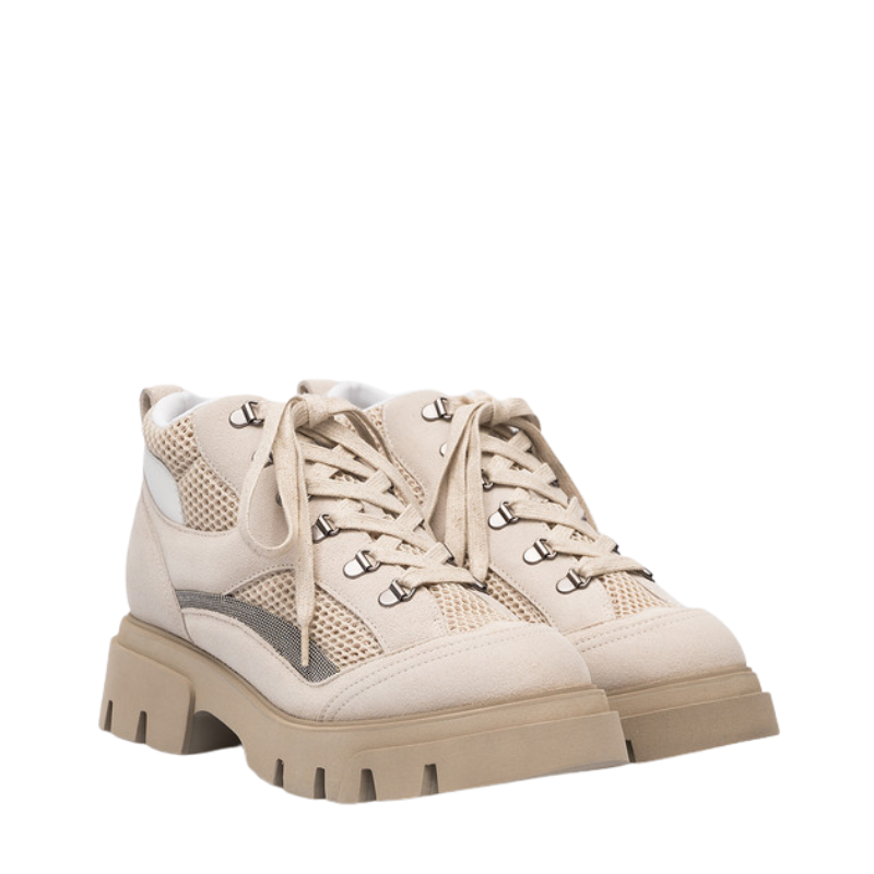 Brunello Cucinelli Beige Combination Boots with Monil Chain