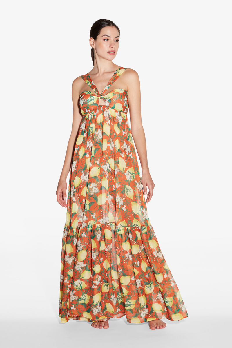 La Perla Amalfi Twist Long Dress in Orange