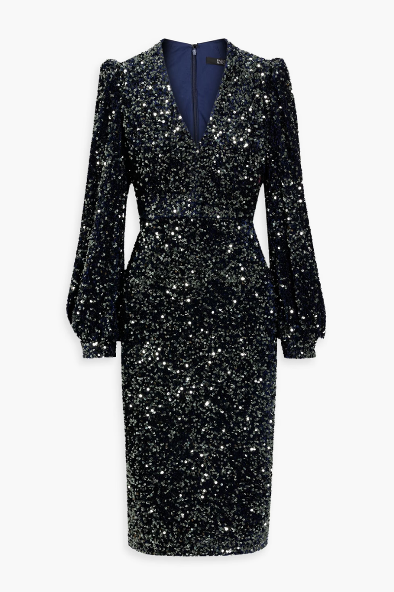 Badgley Mischka Sequined Velvet Dress