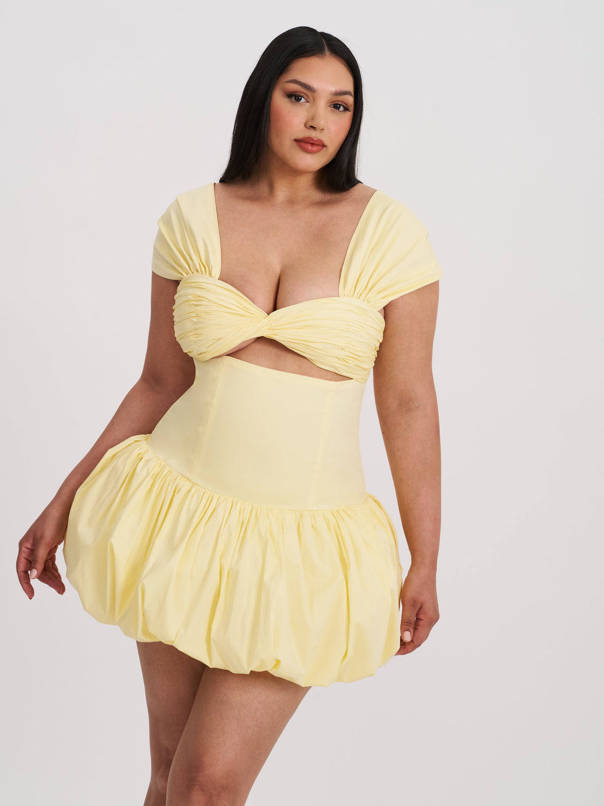 Umika Butter Yellow Bubble Hem Mini Dress (Archive Sale)