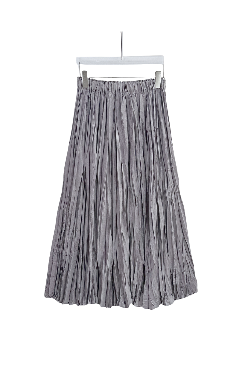 Max Simple Pleated Elastic Waist Skirt Grey
