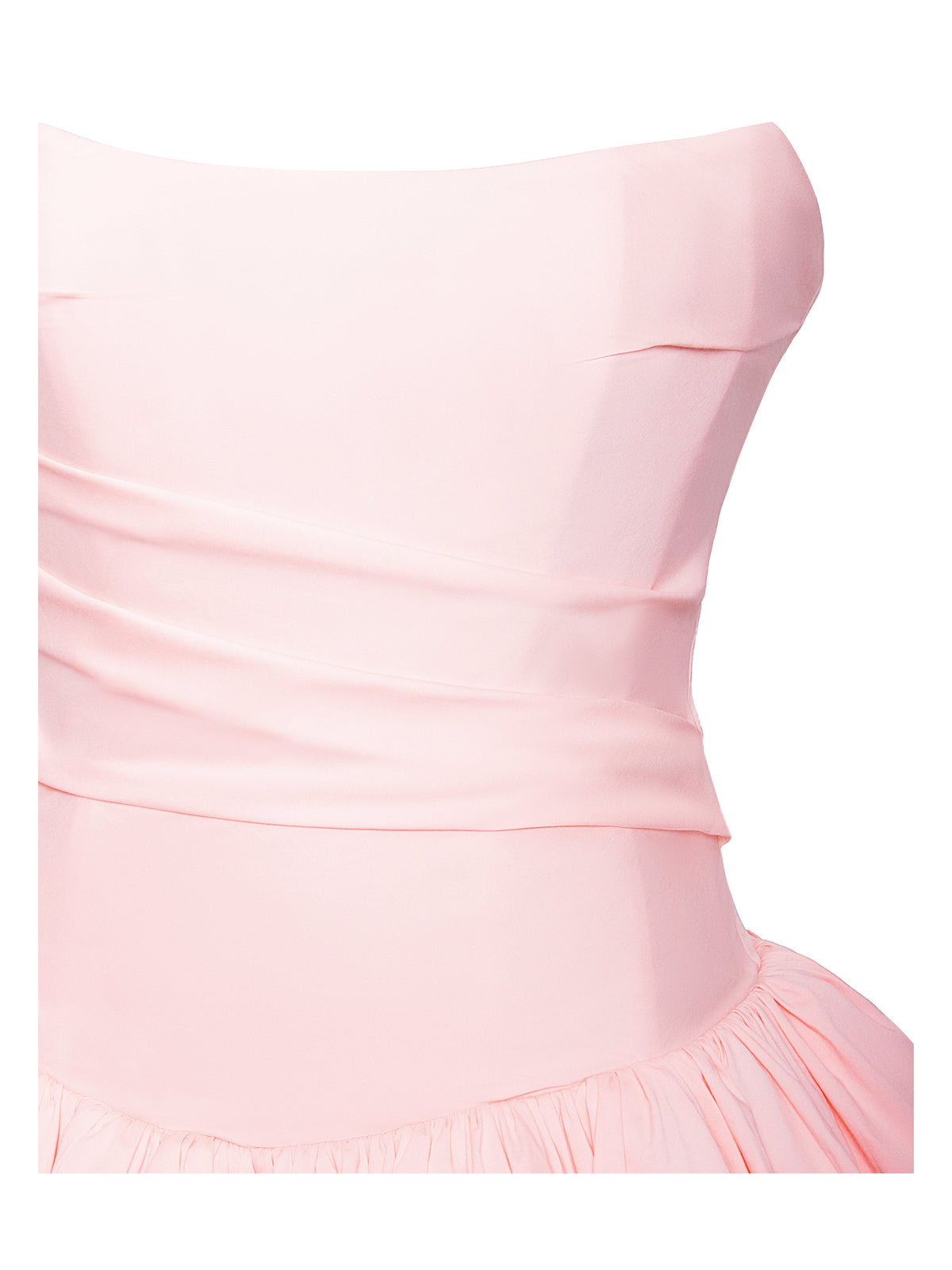 Oletta Pink Cotton Poplin Corset Strapless Bubble Hem Mini Dress