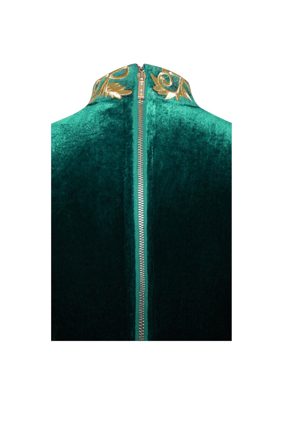 Zenaida Emerald Green Cutout High Slit Velvet Gown (Archive Sale)