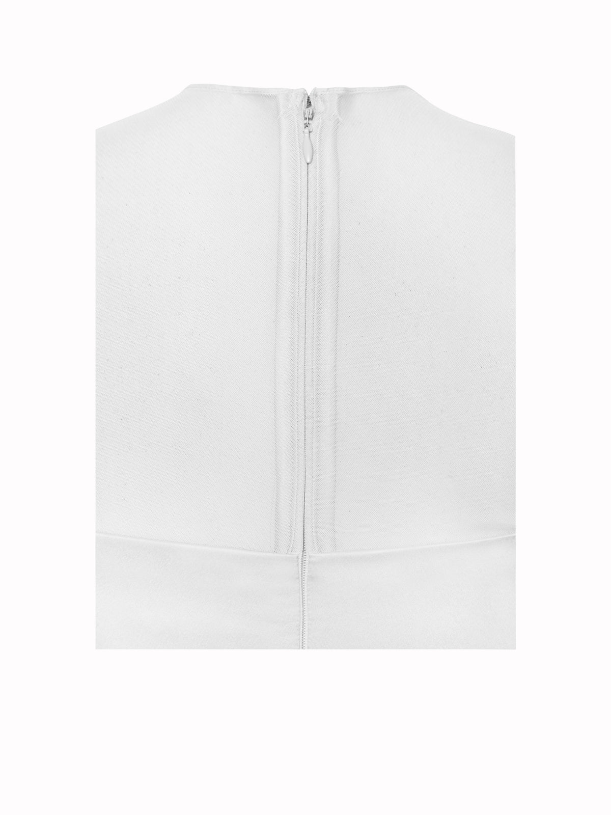 Oaklie White Satin Mesh Sleeve Dress With Feathers (Archive Sale)