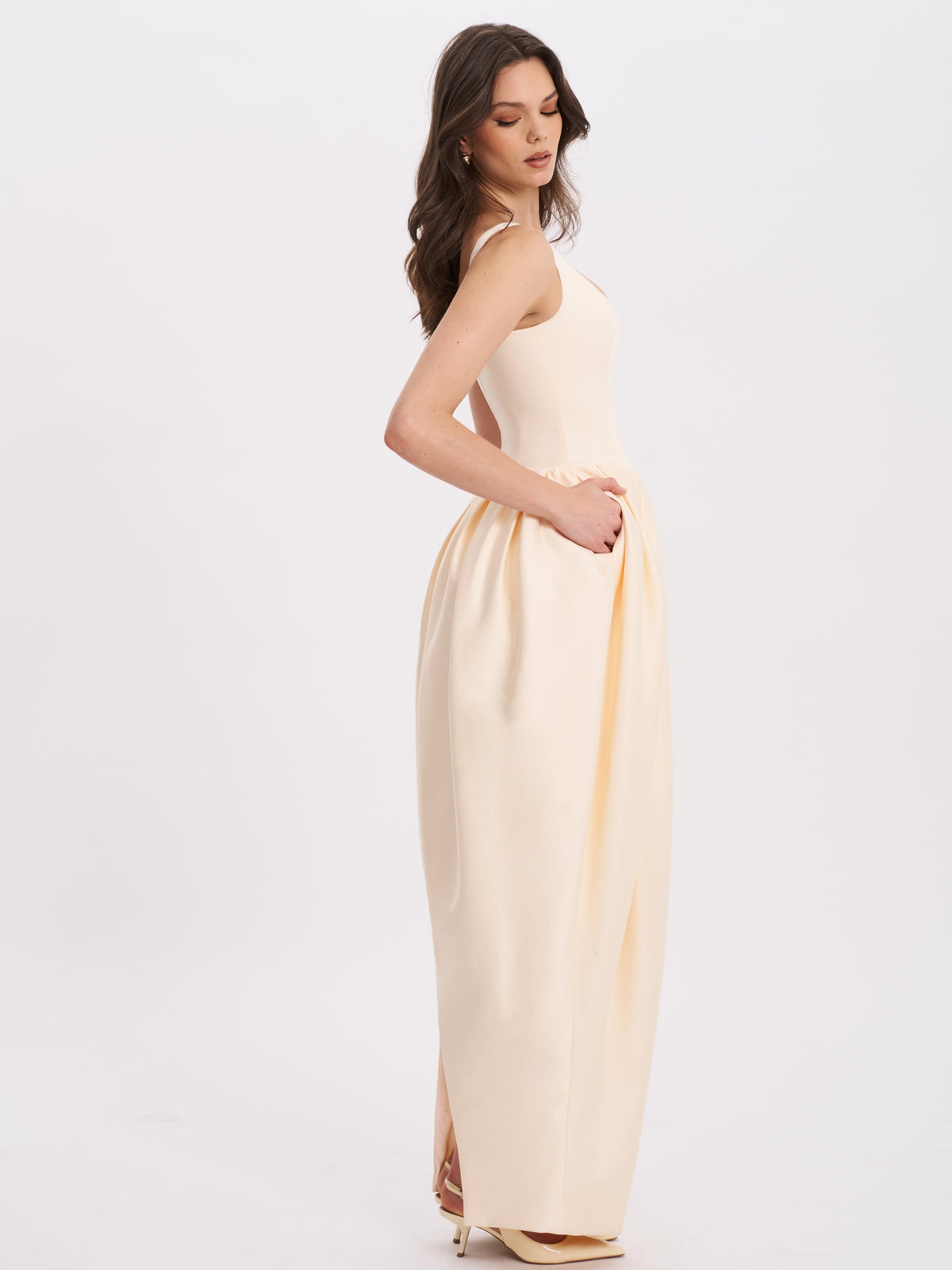 Udana Butter Yellow Drop Waist Tulip Gown (Archive Sale)
