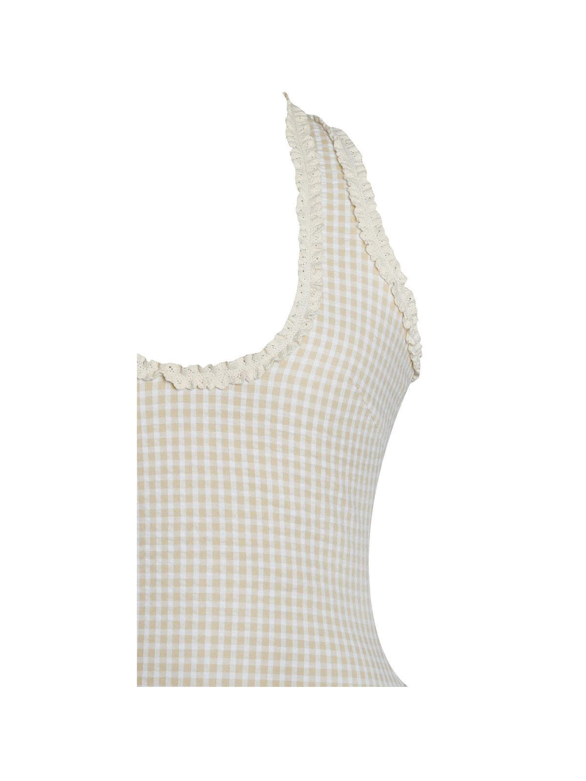 Idella Yellow Gingham U Neck Midi Dress (Archive Sale)