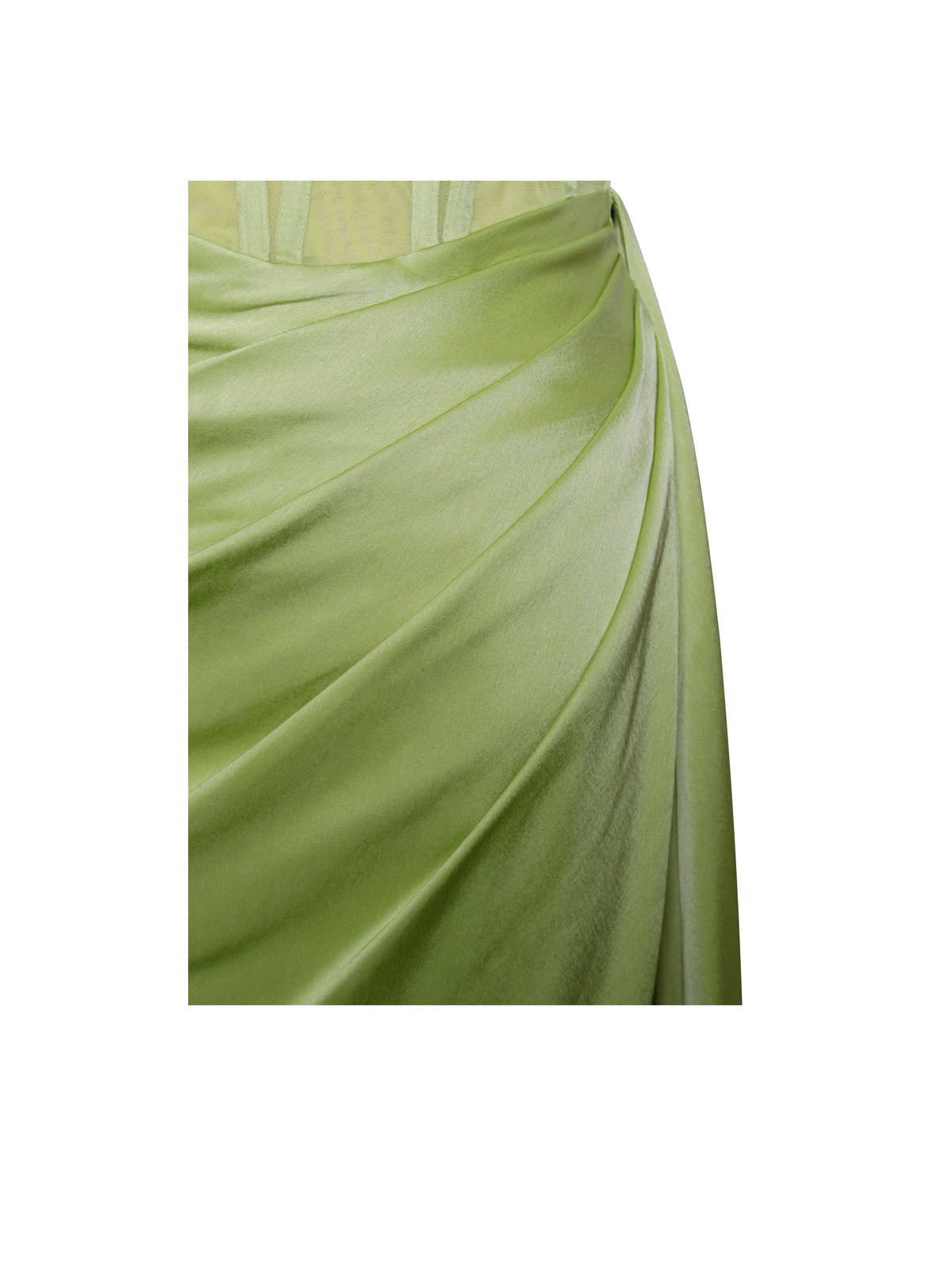 Prisa Lime High Slit Satin Corset Gown (Archive Sale)