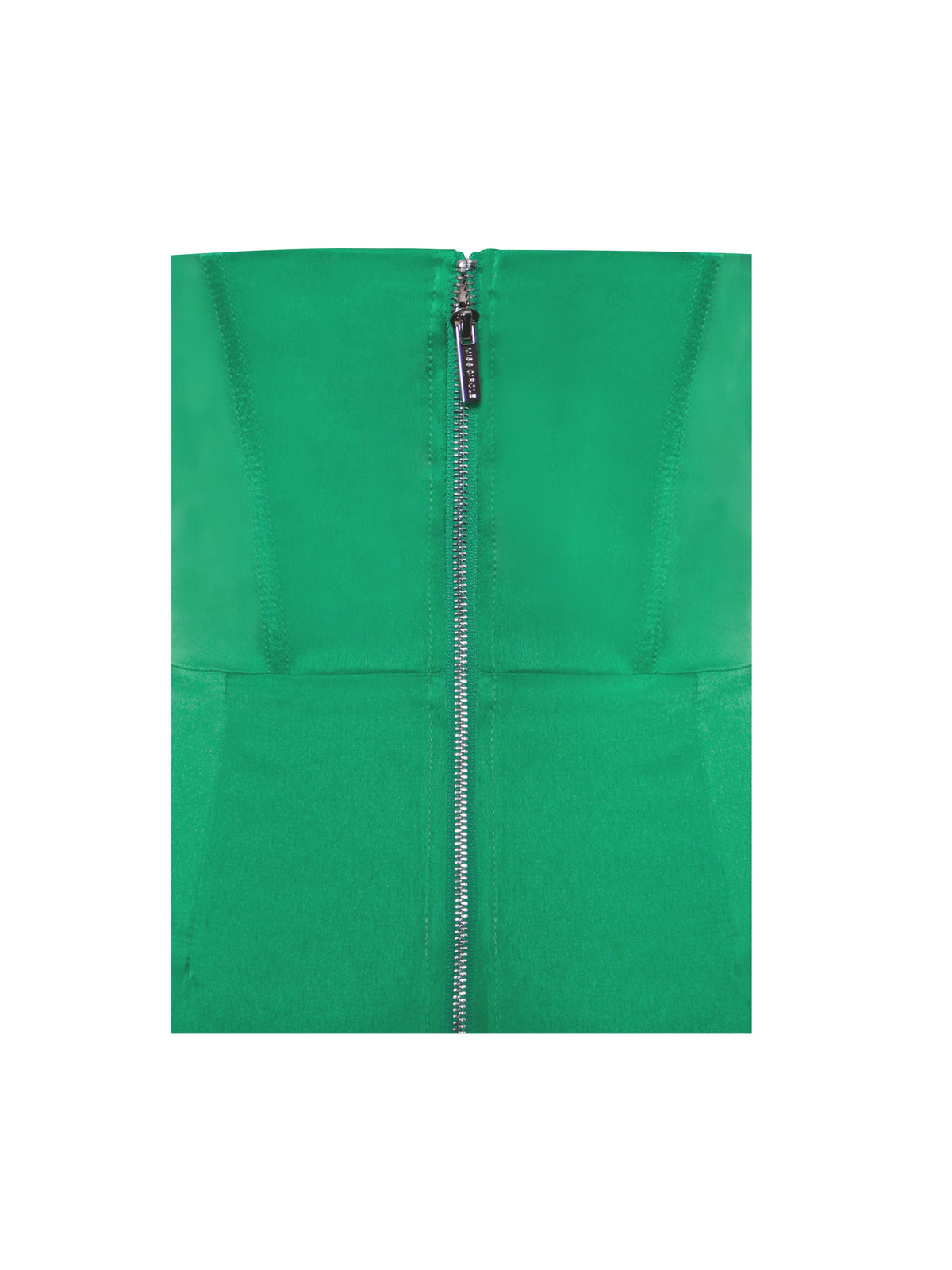 Vanity Green Satin High Slit Draping Corset Gown With Crystals (Archive Sale)