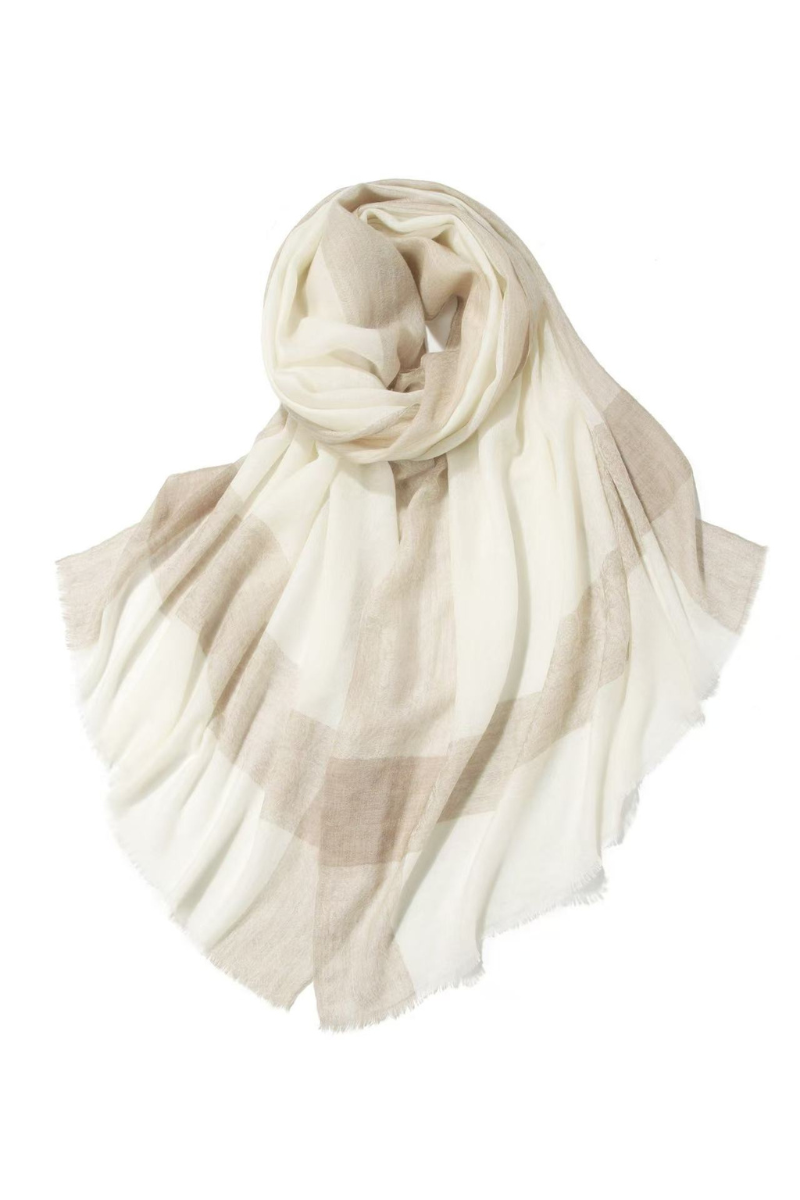 Max Simple Thistle Jacquard Woven Shawl Natural Purple