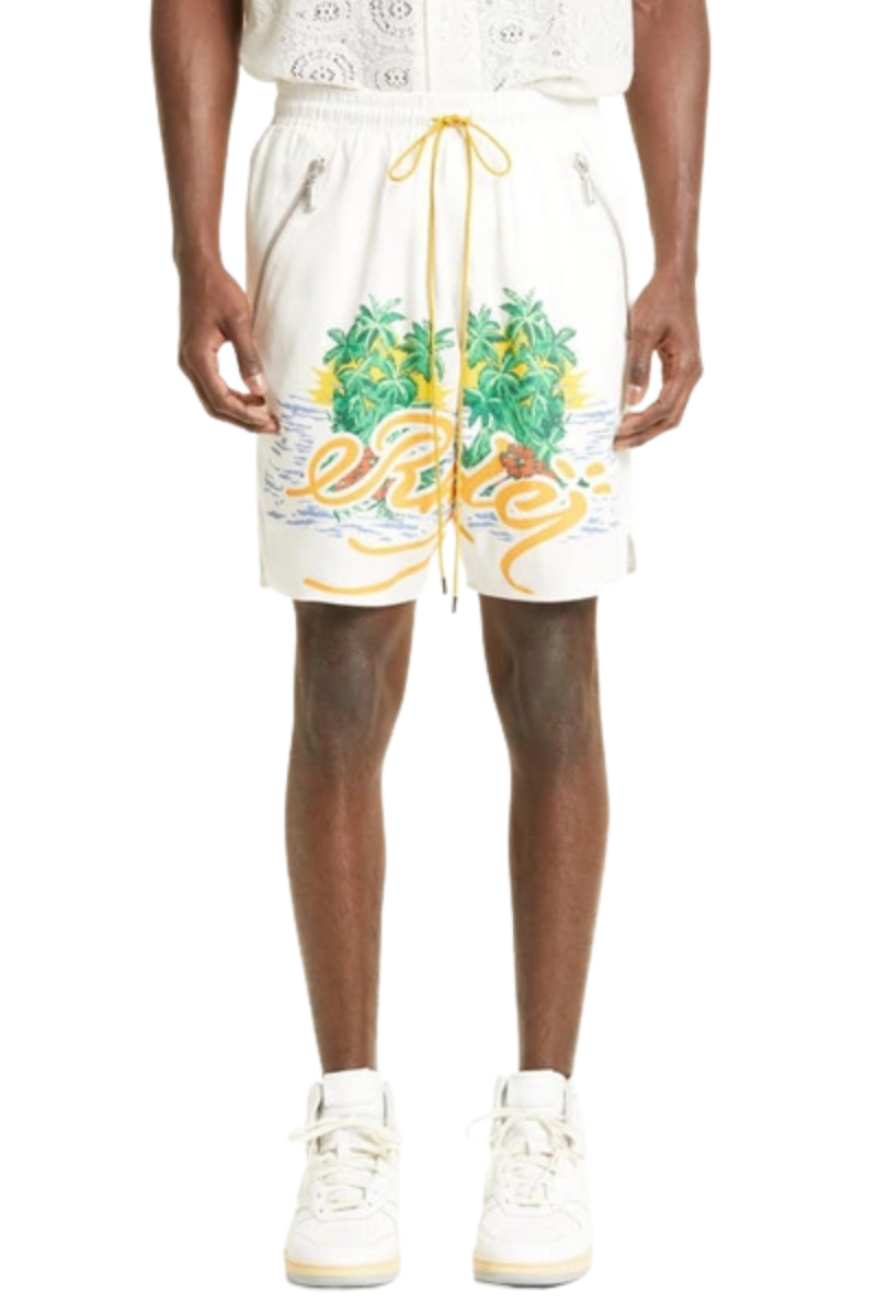 Rhude Palms Logo Track Shorts In White