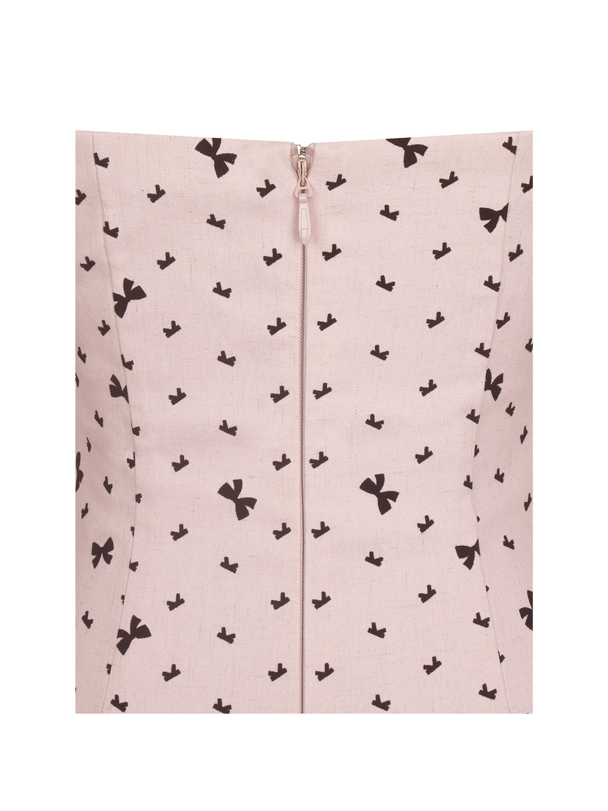 Perla Baby Pink Ruched Bust Velvet-Embossed Bow Mini Dress