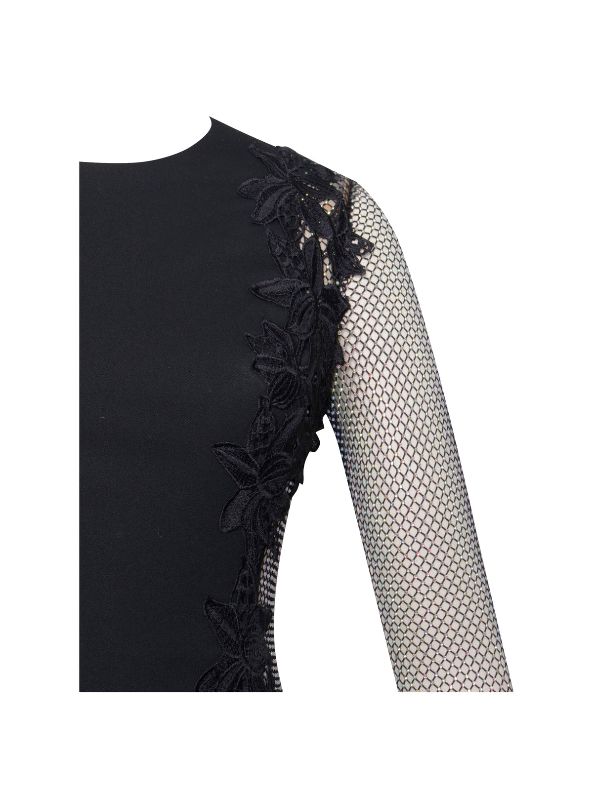 Bailey Lace Trim Crystal Net Cutout Long Sleeve Gown (Archive Sale)