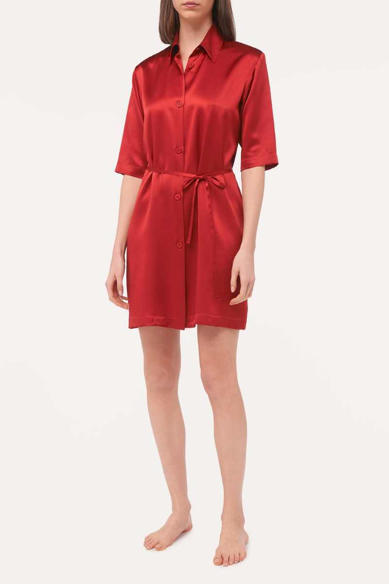 La Perla Silk Long Shirt in Garnet