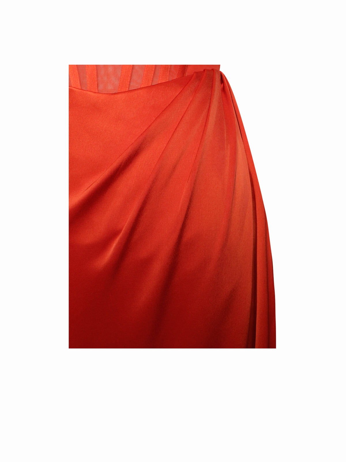 Rebeca Poinciana Satin High Slit Corset Gown (Archive Sale)