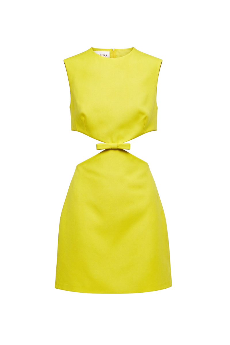 Valentino Cutout Bow Mini Dress Texture Yellow 2B3VA1E51CF_YSZ