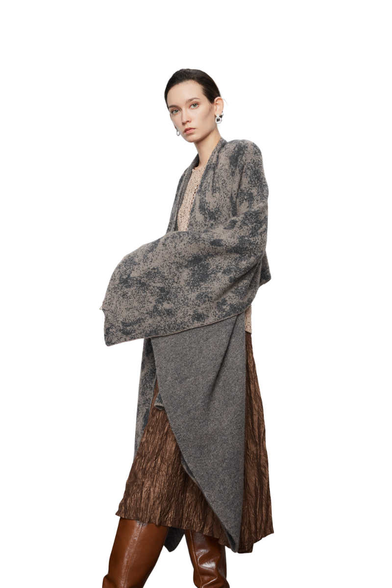 Max Simple Avant-Garde Cashmere Cape Mocca MSDK256472M