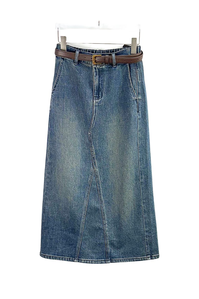 Max Simple Classic Denim Skirt Blue